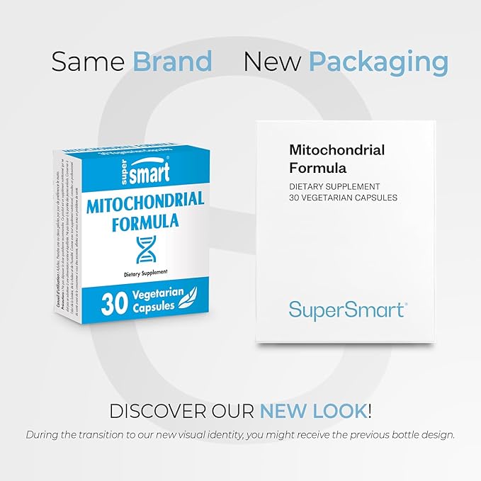 SuperSmart - Mitochondrial Formula (Advanced Formula) - with PQQ R-Lipoic Acid Acetyl-L-Carnitine - Mitochondrial Supplement | Non-GMO &amp Gluten Free - 30 Vegetarian Capsules