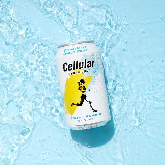 Cellular Hydration Unsweetened Lemon Flavored Water 12 Pack of 12 Fl Oz Cans Zero Sugar Zero Sodium Electrolyte-Enhanced Hydration