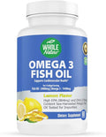 Omega 3 Fish Oil Supplements Maximum Strength 2400 mg Omega-3 1440mg Fish Oil EPA DHA Fatty Acids Heart Health Vision Eye Brain Immune Support for Women &amp Men. Natural Lemon Flavor 60 ct