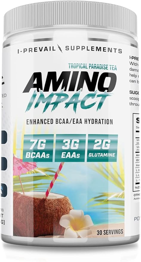 Amino Impact BCAA – EAA Enhanced Hydration Recovery &amp Endurance Keto Friendly Formula 7g BCAA’s – 3g EAA’s Plus 2g Glutamine |30 Serving (Tropical Paradise Tea)