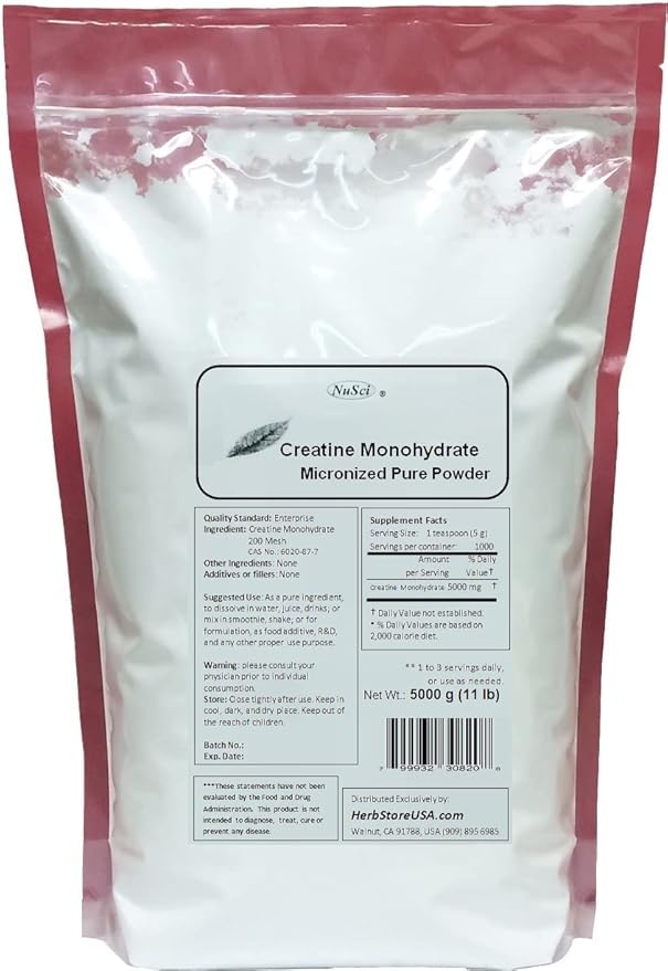 Pure Creatine Monohydrate Micronized Powder (2000 Grams (4.4 lb))