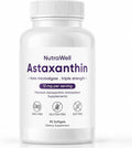 Nutrawell Astaxanthin - Daily Antioxidant Wellness Supplement with Naturally Sourced Astaxanthin Clean Formula for Active Adult Lifestyle Easy to Take Capsules - 90 Softgels (1)
