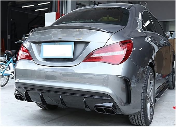 Compatible for CLA Class W117 CLA260 CLA45 AMG 2013-2018 PP Rear Bumper Lip Diffuser Spoiler with Exhaust Rear Lip Skid Plate(2016-2018 Black)