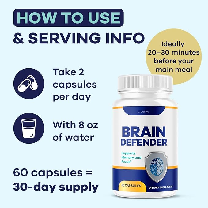 (5 Pack) Brain Defender - Official Brain Defender Supplement Advanced Pills Natural Brain and Memory Support Brain Defender Health &amp Wellness Multivitamin 300 Capsules for 5 Months
