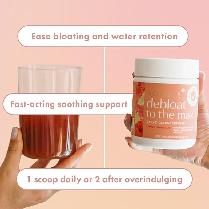 Boobie Debloat to the Max | Rapid Debloating for Women &amp Men | L-Glutamine and Marshmallow Root for Gut Health | Lemon Hibiscus Flavor 40 Servings