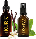 High Strength Liquid Curcumin Oil from Turmeric (Vanilla 3.2 Fl Oz) and Vitamin D3 K2 Oral Spray (Peppermint 1 Fl Oz) Bundle