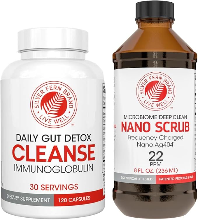 Silver Fern Brand Ultimate Clean-Up Kit - Mild Issues - Cleanse Capsules &amp Nano Scrub Liquid I Kit 30 Day Supply No Gluten No Dairy Made in USA