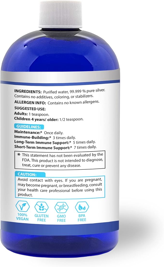 Human™ by MEINTU Ultra-Pure Colloidal Silver for Natural Immune Support* - 16oz - Economy Refill Size Premium Ionic Silver Hydrosol Supplement Safe for Adults Children and Pets