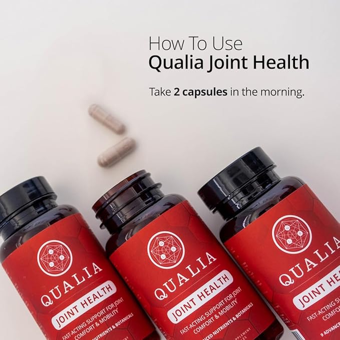 Qualia Joint Health 9 Advanced Joint Health nutrients: denatured Collagen boswellia tumeric Boron Ginger L-carnitine. Cartilage Health Tendon Strength Healthy Joint Aging (1 Month Supply)