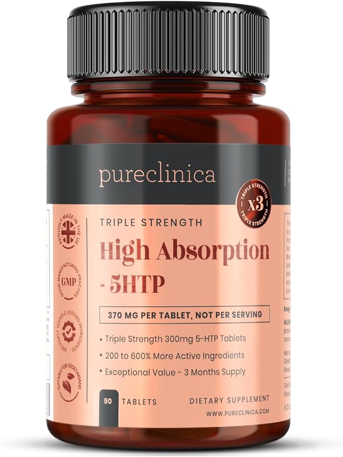 High Absorption 5HTP 300mg x 90 Tablets - 3 Months Supply. with Vitamin C B6 and Black Pepper Extract