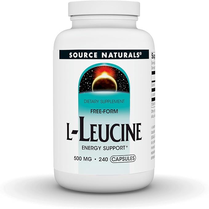 Source Naturals L-Leucine Free Form Essential Amino Acid Supplement for Energy Support* - 500 mg -240 Capsules