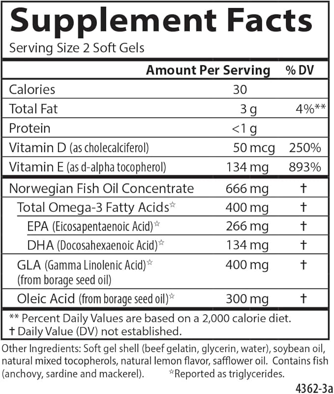 Carlson - Women's Omega Balance Balanced Omega-3 6 &amp 9 Ratio with D3 E Norwegian Wild-Caught Fish Oil Supplement with Fatty Acids Sustainably Sourced Fish Oil Capsules 180 Softgels