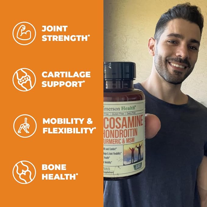 Glucosamine Chondroitin Turmeric MSM + Men’s Multivitamin 2-Bottle Supplement Bundle for Him. Joint Health Inflammatory Response Immune Support Antioxidant Properties
