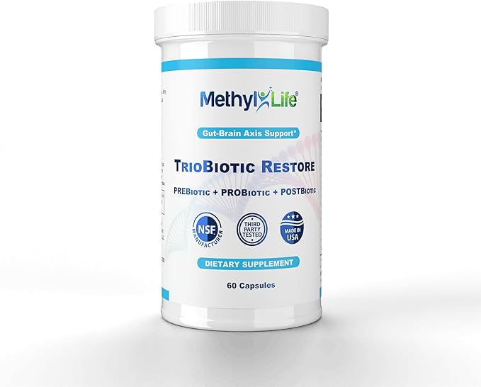 Methyl-Life TrioBiotic Restore – Full-Spectrum Microbiome Support with Probiotics Prebiotics &amp Postbiotics – 30 Billion CFU Shelf-Stable Gluten-Free Vegan Non-GMO Capsules 60 Capsules