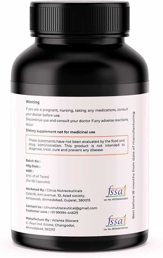 Activated Charcoal Capsules Supports Bowel Detoxification - 250 mg - 60 Capsules