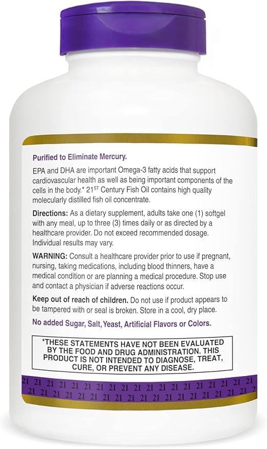 21st Century Fish Oil Omega 3-6 1200Mg Softgels 140 Count (2 Pack)