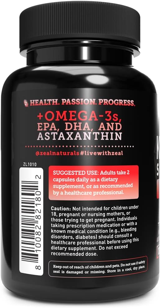 Antarctic Krill Oil 1000mg (120 Softgels) Omega 3 Fish Oil Supplement with EPA DHA &amp Astaxanthin - for Joint Brain and Heart Support for Men and Women