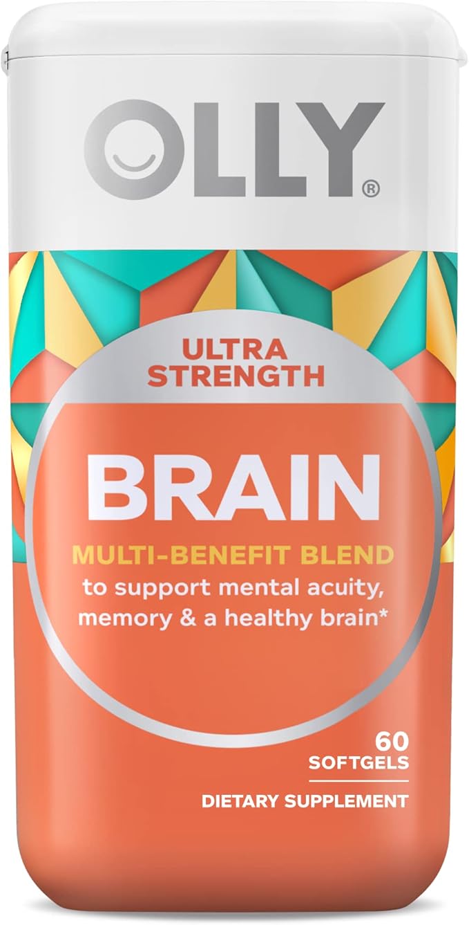 OLLY Ultra Strength Brain Softgels Nootropic Supports Healthy Brain Function Memory Focus &amp Ultra Women's Multi Softgels Overall Health and Immune Support Omega-3s Iron Vitamins A D