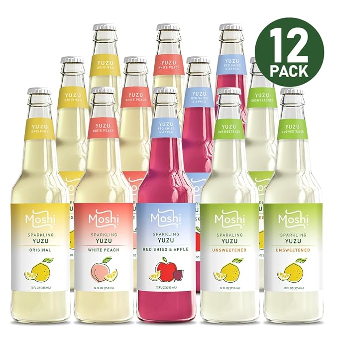 Moshi Sparkling Drinks - Yuzu Matcha Variety Pack (12 Bottles)