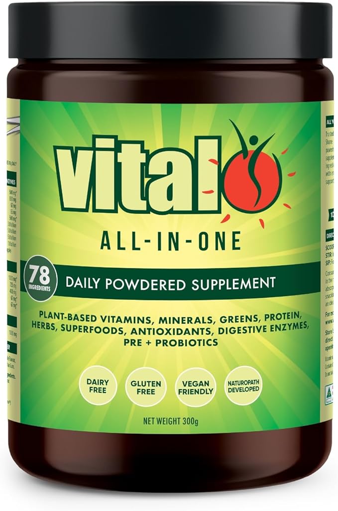 Vital All-in-One Daily Powdered Supplement - Natural Greens Superfood Powder for Energy &amp Health Super Greens Powder Drink Mix with Probiotic &amp Antioxidant Support - 10.58 oz (300 g)