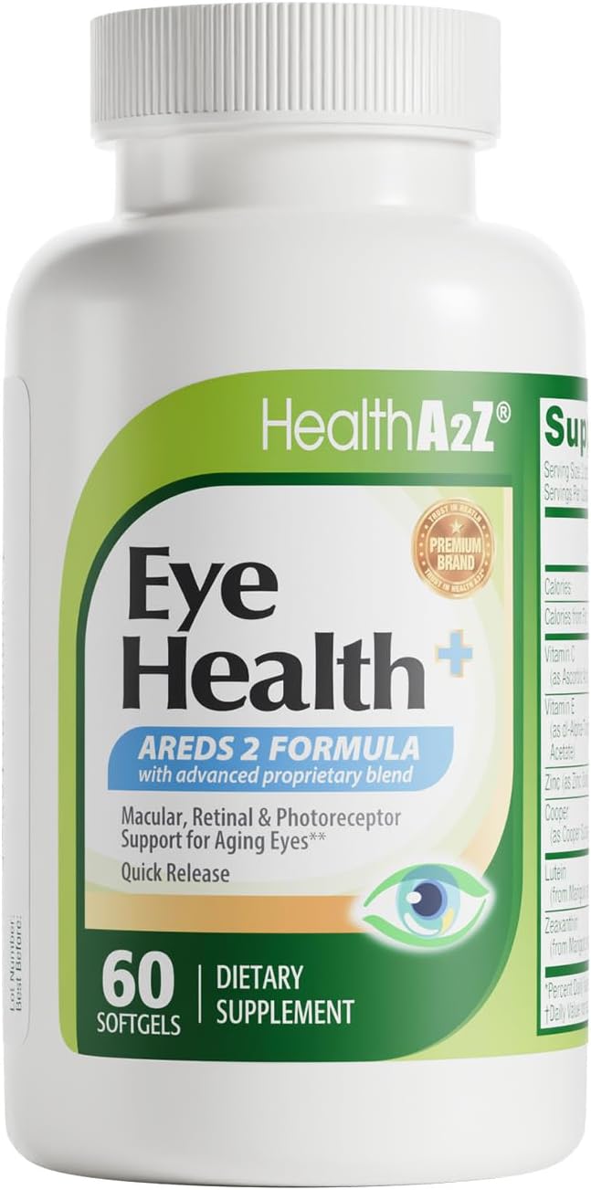 HealthA2Z® Eye Health - 60 Softgels - ARED 2 Formula - Macular Retinal &amp Photoreceptor - Support for Aging Eyes - Quick Release