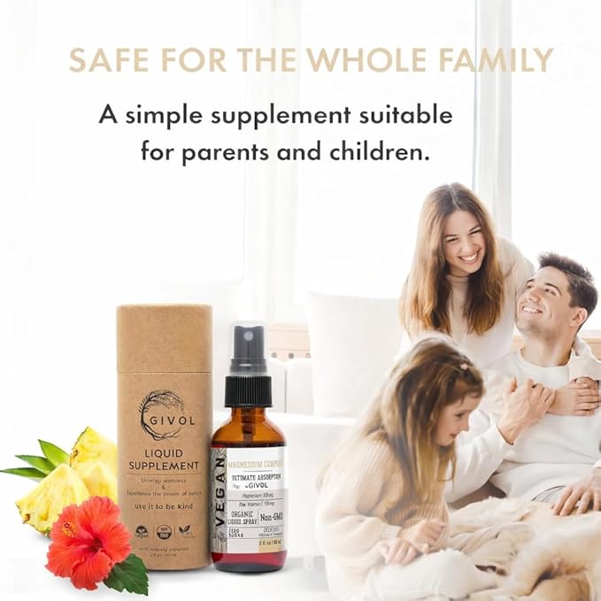 Tri Magnesium Complex - Magnesium Biglycinate Citrate &amp Taurate Liquid Spray 300mg w/Raw Vitamin C for Body Decompression - Hibiscus &amp Pineapple Flavor 2 Fl Oz (60 ml) - 60 Day Supply