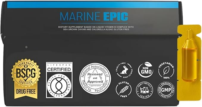 Promarine Marine Epic Autoimmune Biohacking Anti-Aging Supplement with Sea Urchin Caviar Chlorella Algae and Vitamin B Complex - Helps Reduce Oxidative Stress - 30 Servings