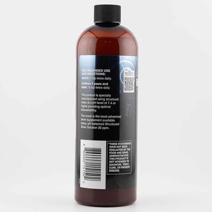 Bucklebury Silver Solution Liquid 30ppm - pH Balanced Natural Alkaline Structured Colloidal Silver Liquid for Immune Support &amp Overall Health - Gluten Free Colloidal Drops for Adults &amp Pets -
