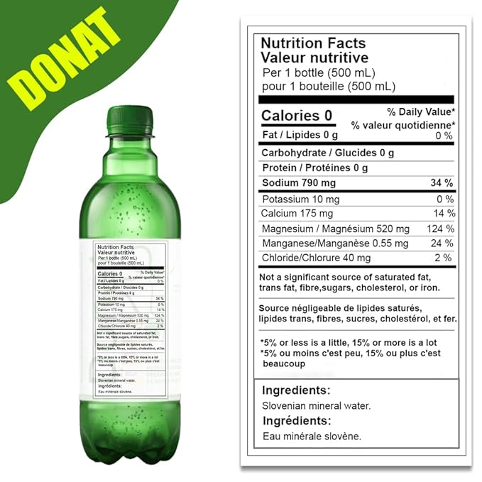 Natural Magnesium Water - 500mg Magnesium in 500ml ''Donat Mg'' Bulk Pack 12x05L