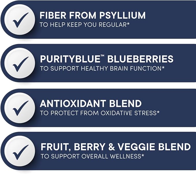 Advanced Blueberry Detox Daily Fiber Formula by Purity Products - Featuring PurityBlue Organic Wild Blueberries - A Full 6 Grams of Detoxifying Regularity Promoting Prebiotic Fiber - 30 Servings