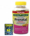 Spring Valley Adult Prenatal Health Multivitamin DHA &amp Folic Acid Fruit 190 Gummies+Better Guide Vitamins Supplements Book
