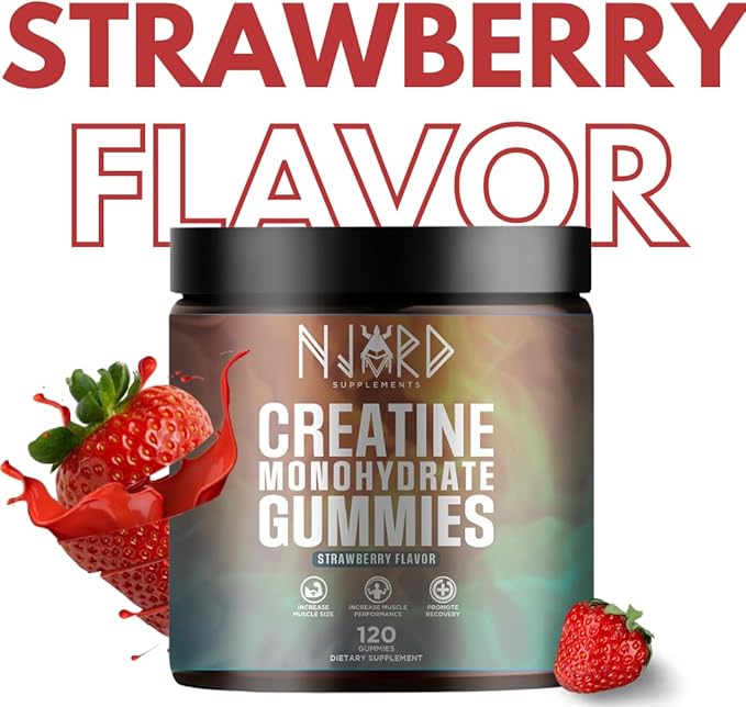 Creatine Monohydrate Gummy Candy Low Sugar 30 Servings 5g of Creatine Per Serving Vegan Gluten-Free Bodybuilding Recovery Supplement to Increase Muscle Size and Strength