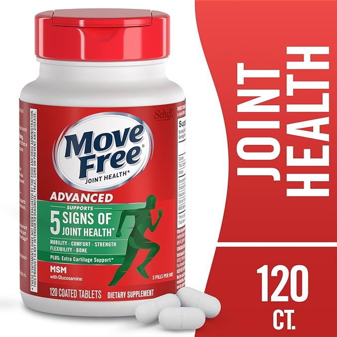 Move Free Advanced Glucosamine Chondroitin MSM Joint Support Supplement Supports Mobility Comfort Strength Flexibility &amp Bone - 120 Tablets (40 servings)*