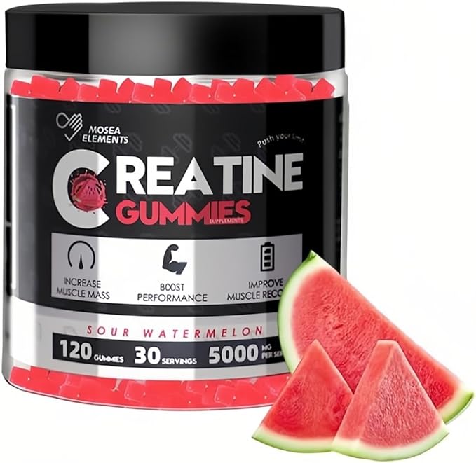Creatine Monohydrate Gummies 5g for Men &amp Women 120 Count Watermelon Chewables Creatine Monohydrate for Muscle Strength Muscle Builder Energy Boost Pre-Workout Supplement