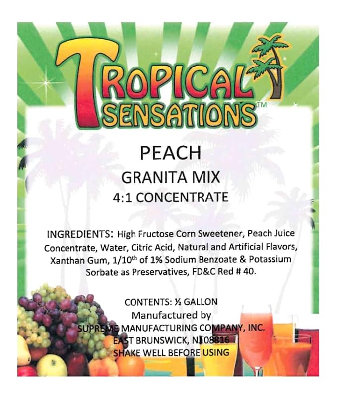 Tropical Sensations Peach Granita Slushie Mix – 6 Bottles 64 oz Each – Non-Alcoholic Frozen Drink Mix for Slush Machines – Bulk Case