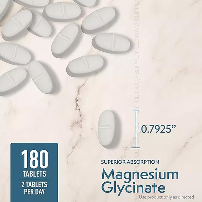 Members Mark Magnesium Glycinate (180 Count.) with L-Theanine 200 mg – Supports Heart Bone Nerve Muscle Stress &amp Sleep Health