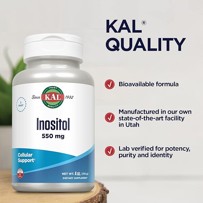 KAL Inositol Powder 550mg Brain Health Nervous System &amp Mood Support Supplement Cellular Health Support Enhanced Absorption Formula Easy to Mix Approx. 207 Servings 4oz