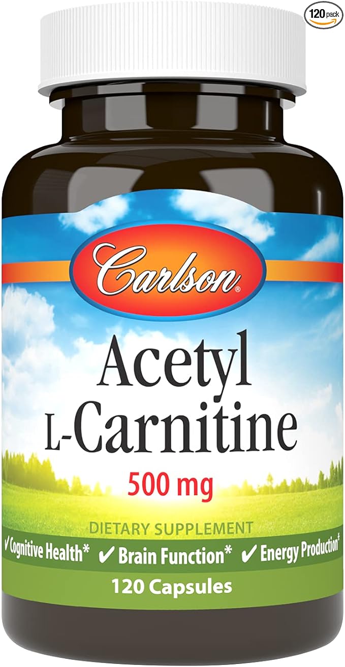 Carlson - Acetyl L-Carnitine 500 mg Cognitive Health Brain Function &amp Energy Production 120 Capsules