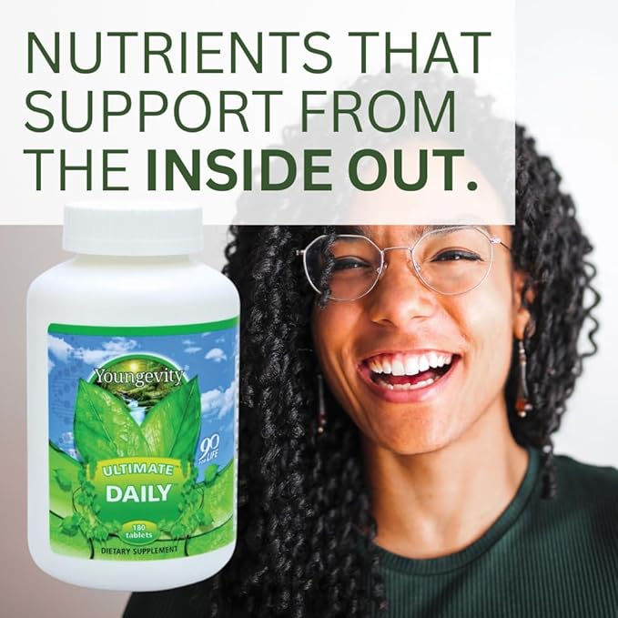 Youngevity Ultimate Daily Mega Multivitamin - 20+ Vitamins and Minerals w/ CoQ10 - Vitamins A C D E Zinc Folate Selenium Calcium Chromium and More - High Absorption 180 Tablets (Pack of 4)