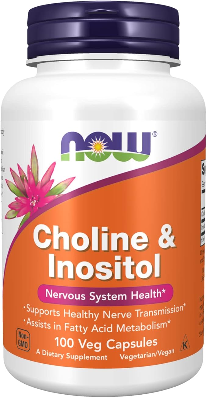 NOW Foods Choline &amp Inositol 500 mg 100 Caps (Pack of 6)