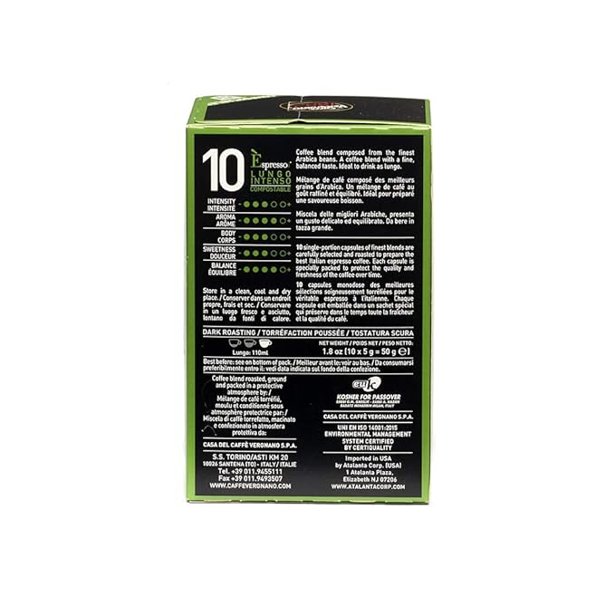 Caffè Vergnano Lungo Intenso Capsules Compatible with Original Line Machines By Nespresso - 60 Capsules (6 packs - 10 capsules each)