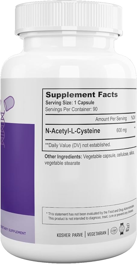 Nutri-Supreme NAC (N-Acetyl-L-Cysteine) 600mg Dietary Supplement Vegetarian Capsules Liver Support Immune Support