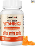 Vitamin D2 Gummies 2000 IU Plant-Based Vitamin D Supplement from Whole Mushroom for Bone Muscle &amp Immune Support Daily Sunshine Supply Vegan Non-GMO Orange 60 Chews