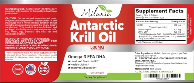 Antarctic Krill Oil - 120 Softgels - Omega-3 EPA DHA with Astaxanthin - Sourced from Red Krill - Maximum Strength - 500mg