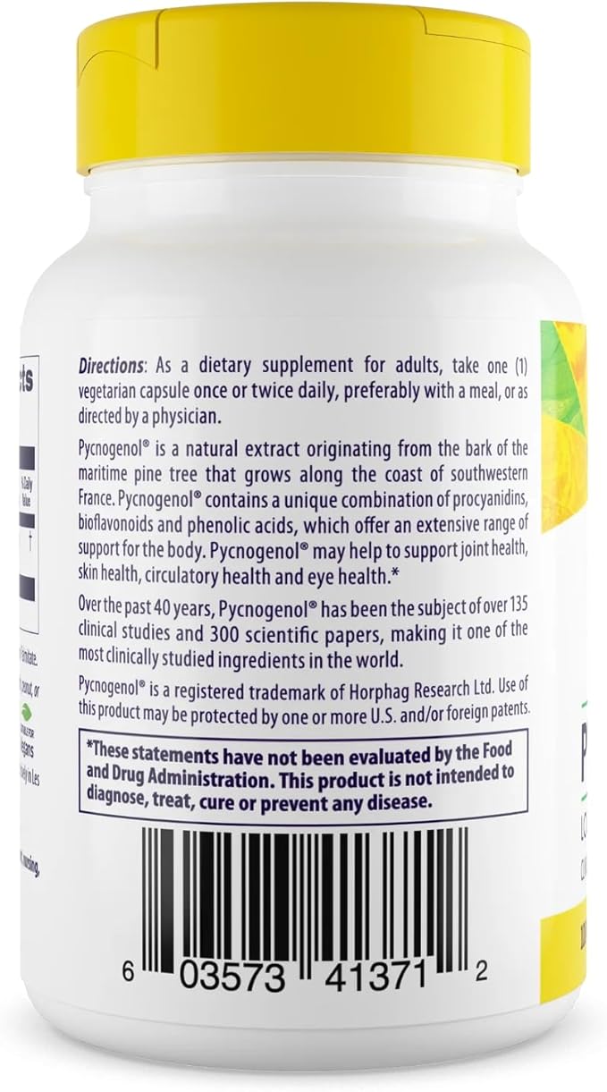 Healthy Origins Pycnogenol 100 mg (Nature's Super Antioxidant Non-GMO Gluten Free Cardiovascular Support) 120 Veggie Caps