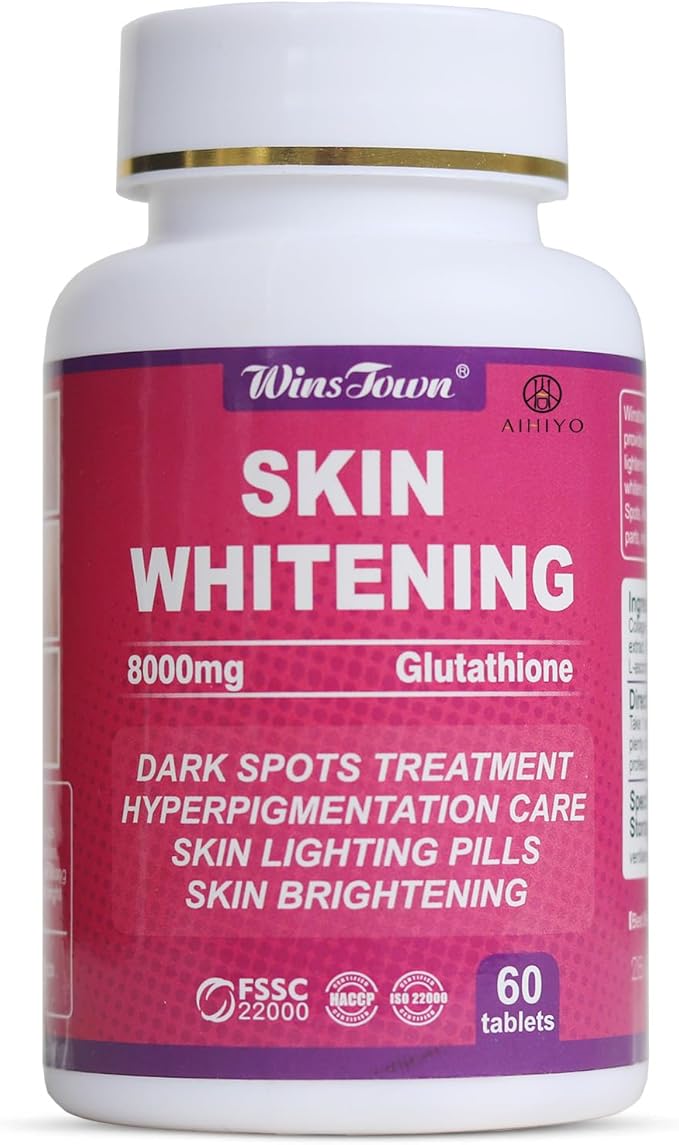 AIHIYO Skin Whitening Pill 8000mg Glutathione Supplement Dark Spots Melasma &amp Acne Scar Remover 60 Tablets