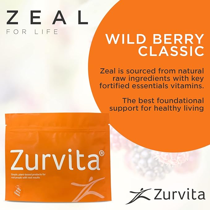 Zurvita - Zeal for Life Wellness Drink Mix - Wild Berry (Classic) Flavor - Gluten-Free Vegan with Vitamins and Minerals - 10 Single Packets