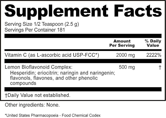 NutriBiotic - Ascorbic Acid with Bioflavonoids Powder 16 Oz | Highly Soluble Antioxidant &amp Collagen Support Supplement | 2000 Mg Vitamin C with Lemon Bioflavonoid Complex | Vegan Gluten &amp GM