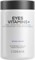 Codeage Eyes Vitamins - AREDS 2 Based Formula Supplement - 2-Month Supply - Vitamins A C E Zinc Lutein Astaxanthin Zeaxanthin Eyebright Marigold Bilberry Saffron Omega-3-120 Capsules