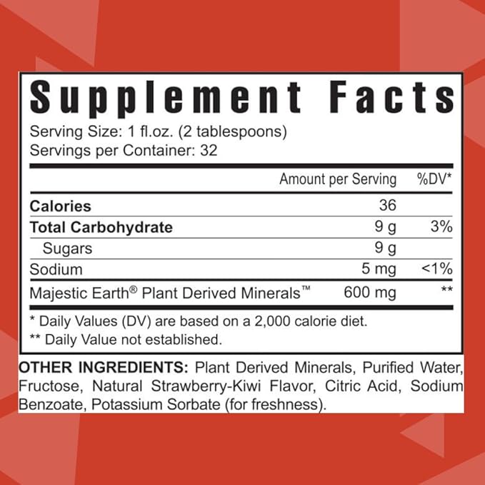 Youngevity Strawberry Kiwi-Mins Plant Derived Multi-Mineral Complex - Made from Humic Shale - Liquid Colloidal Form - Kid Friendly Taste - (32oz - 4 Pack)